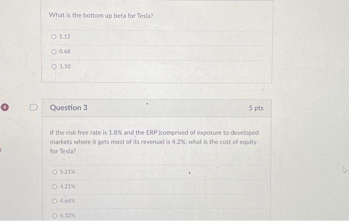 Solved Compute the bottom up beta for Tesla. It operates in | Chegg.com