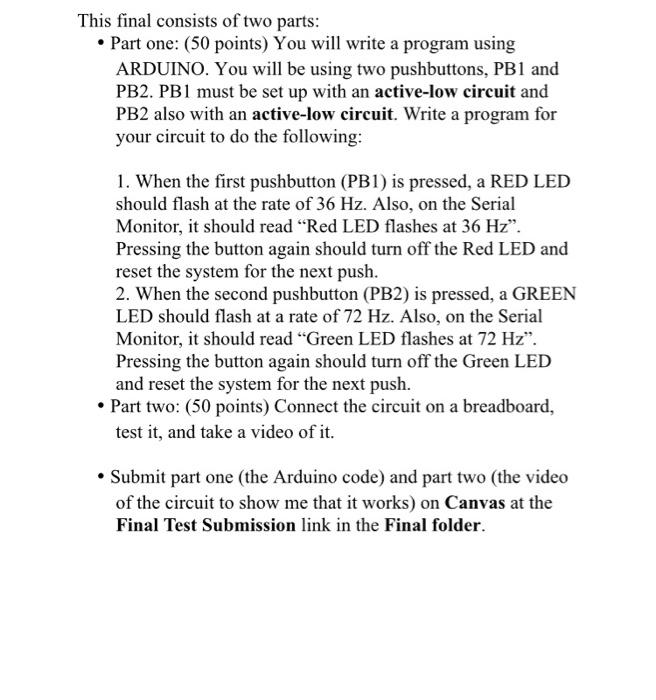Solved This final consists of two parts: • Part one: (50 | Chegg.com