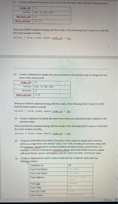Solved Create a statement to insert a new record into the | Chegg.com