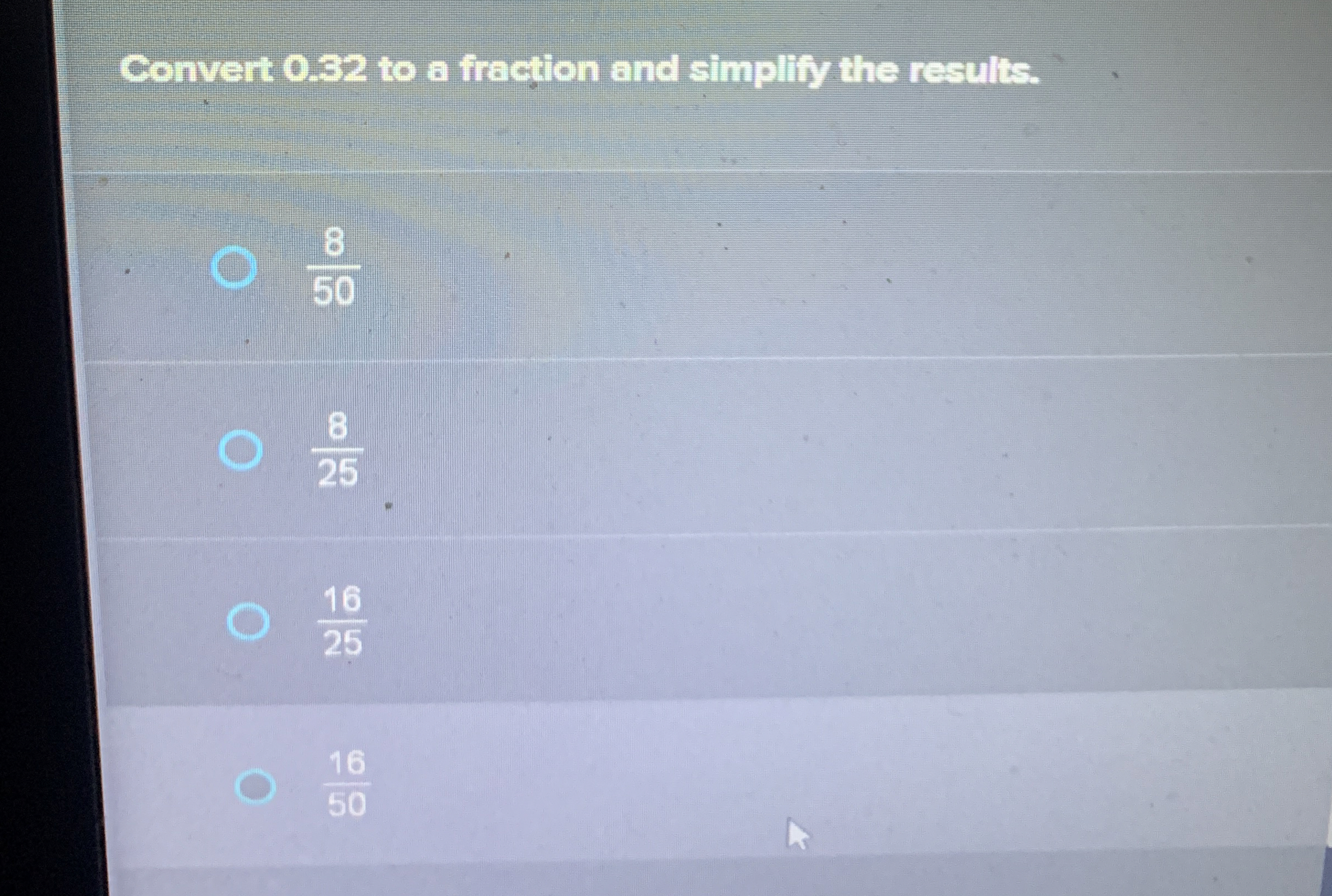 Solved Convert 0.62 ﻿to a fraction and simplify the | Chegg.com