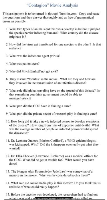 Contagion Movie Questions Answer Key Pdf Fill Online Printable 