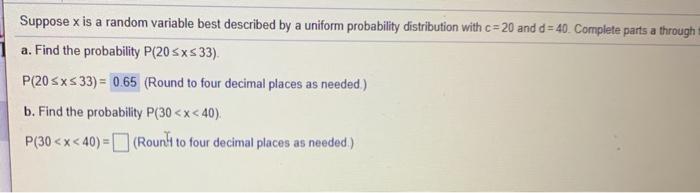 Solved Suppose x is a random variable best described by a | Chegg.com