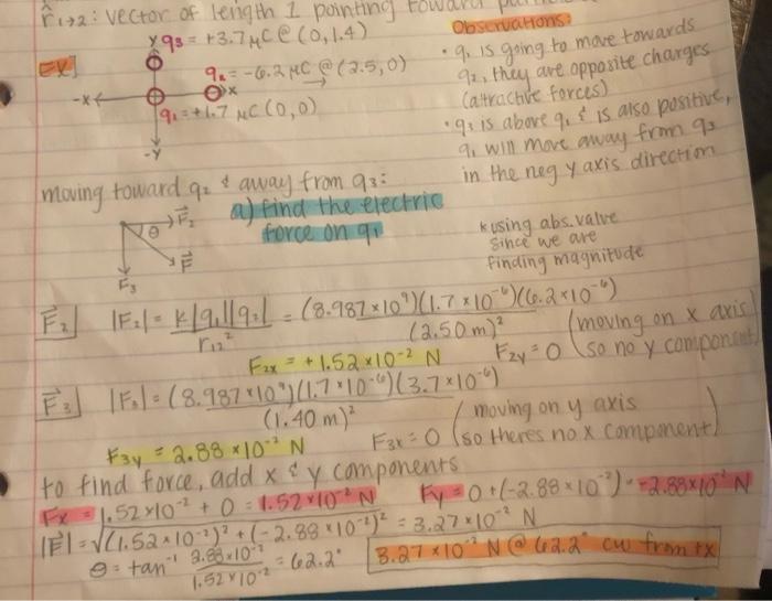 Solved Find the net electric force on charge 3 (q3) by the | Chegg.com