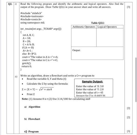 Solved 02.0) Read The Following Program And Identify The | Chegg.com