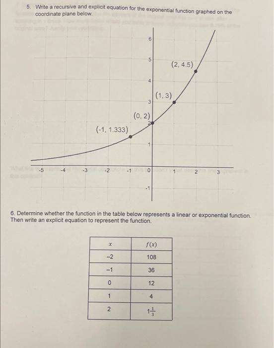 Solved 5. Write a recursive and explicit equation for the | Chegg.com