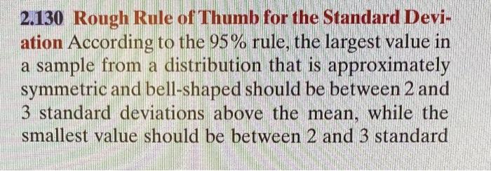 Solved 2.130 Rough Rule of Thumb for the Standard Deviation | Chegg.com