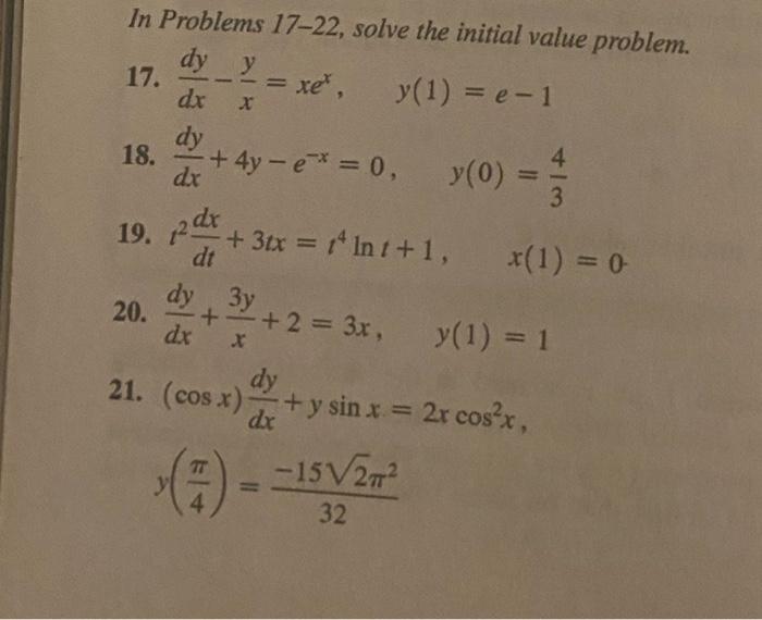 Solved In Problems 17-22, solve the initial value problem. | Chegg.com