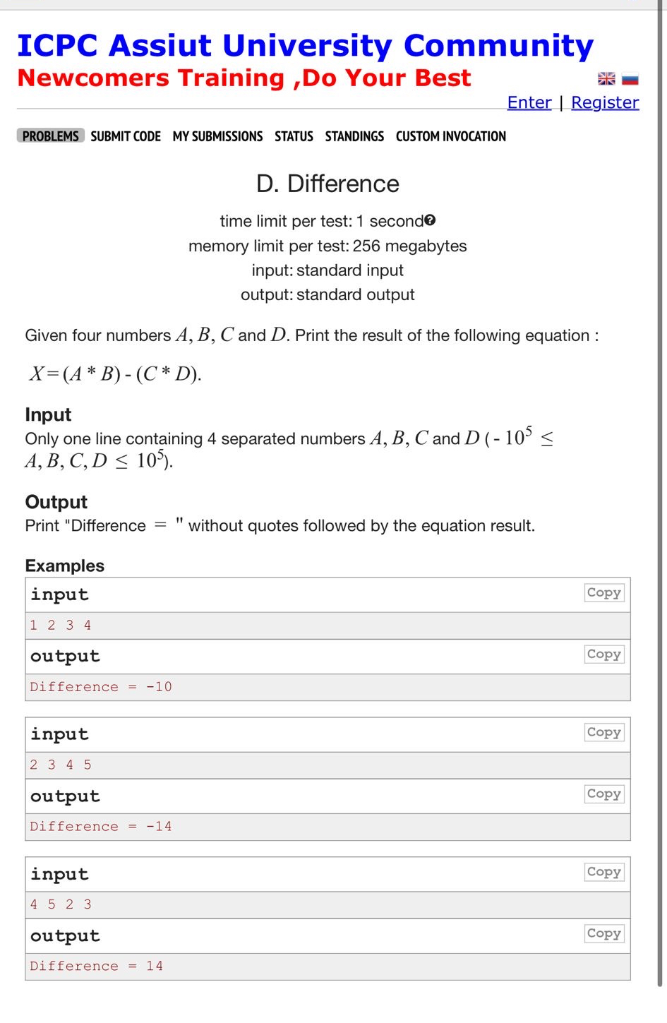 Solved ICPC Assiut University Community Newcomers Training | Chegg.com