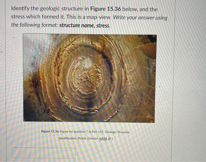 Solved Identify the geologic structure in Figure 15.36 | Chegg.com