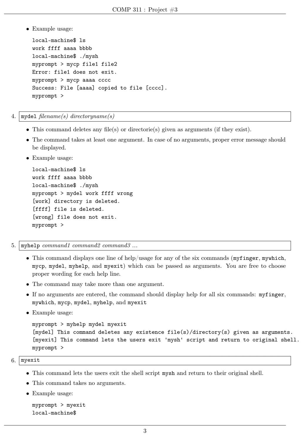 Solved COMP 311 : Project #3 Under your home directory, | Chegg.com