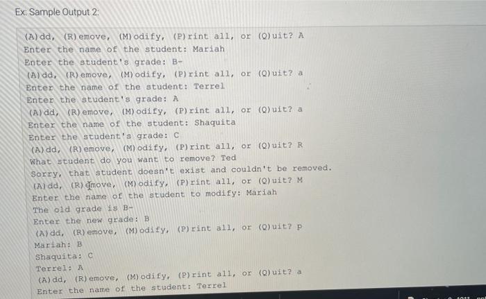 Solved 8.7 LAB: Dictionary to track student grades Write a | Chegg.com