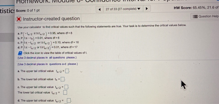 Solved Save Homework: Module 6- Confidence Interval for | Chegg.com