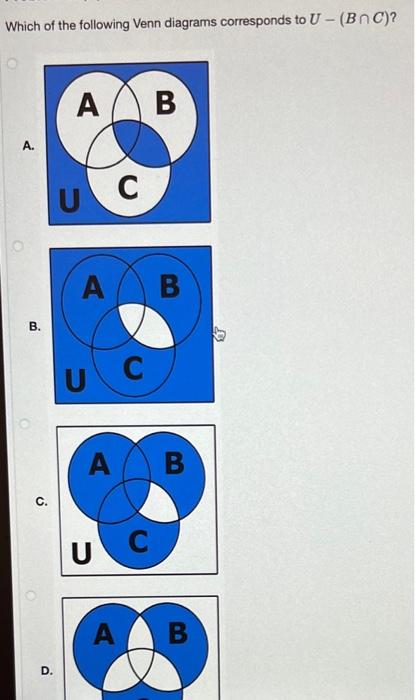 Solved Which Of The Following Venn Diagrams Corresponds To | Chegg.com