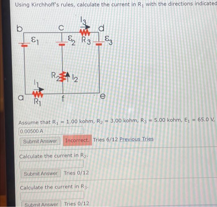 Solved Using Kirchhoff's Rules, Calculate The Current In R₁ | Chegg.com