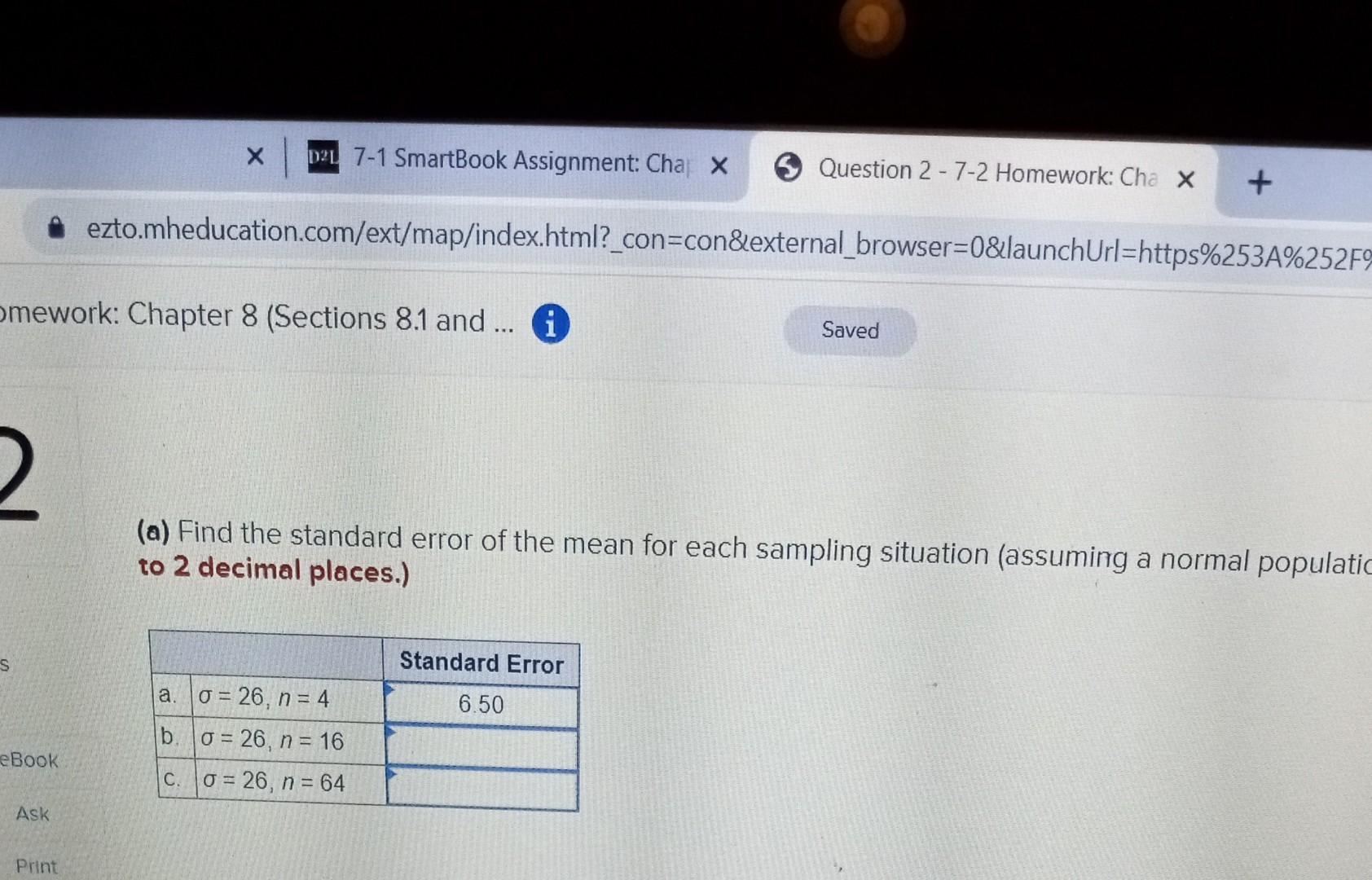 Solved (a) Find the standard error of the mean for each | Chegg.com