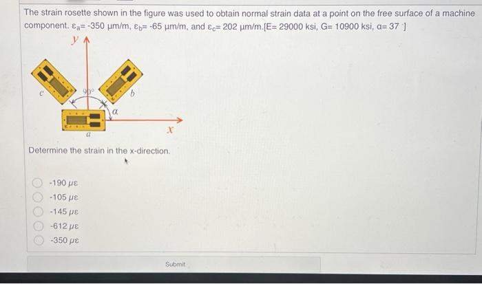 Solved The strain rosette shown in the figure was used to | Chegg.com