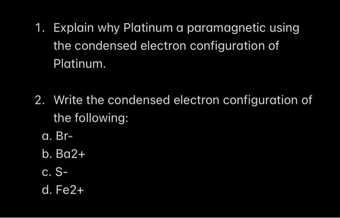 platinum electron configuration