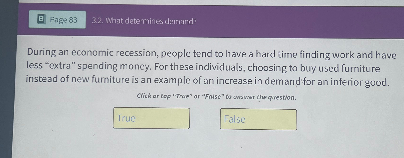 Solved [e] ﻿Page 833.2. ﻿What determines demand?During an | Chegg.com