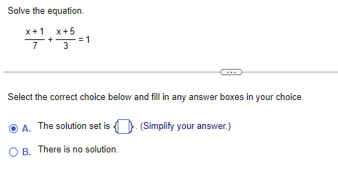 Solved Solve the equation.x+17+x+53=1Select the correct | Chegg.com