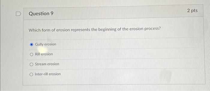 Solved Which form of erosion represents the beginning of the | Chegg.com