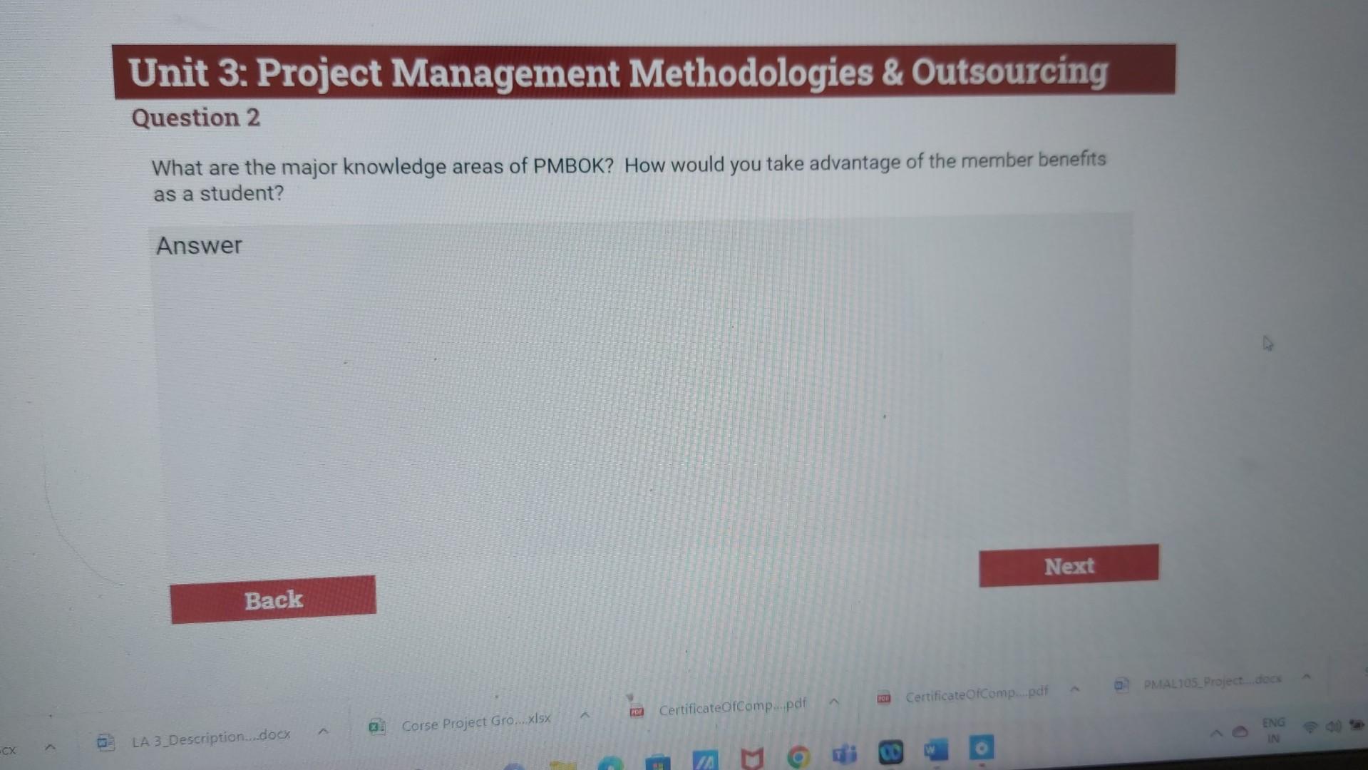 Solved This unit examines Project Management Methodology and | Chegg.com