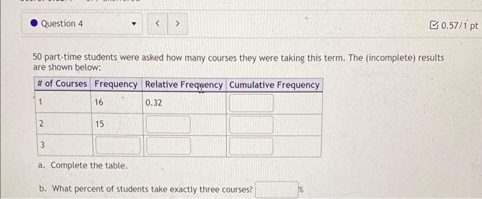 Solved 50 Part-time Students Were Asked How Many Courses | Chegg.com