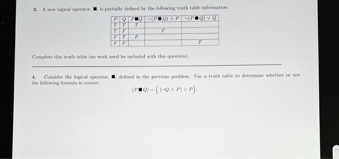 Solved 1. Complete the following truth table (no work need | Chegg.com
