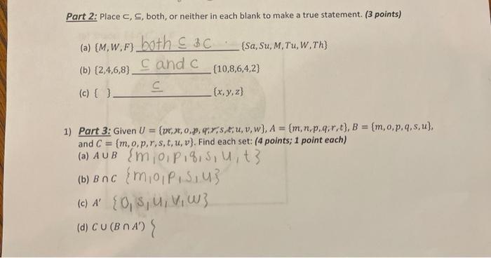 Solved Part 2 Place C S Both Or Neither In Each Blank Chegg Com