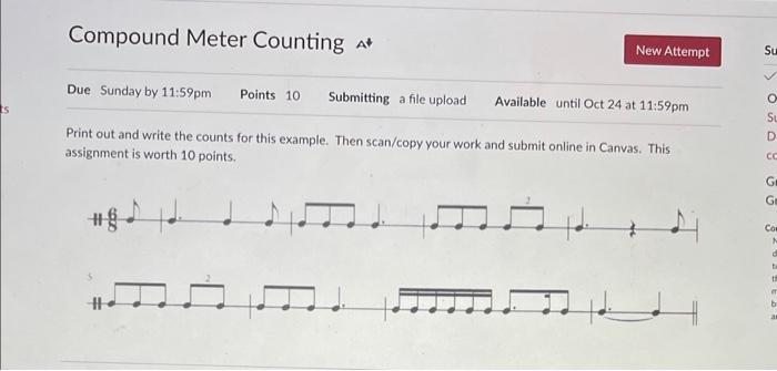 Solved Compound Meter Counting A New Attempt Su Due Sunday | Chegg.com