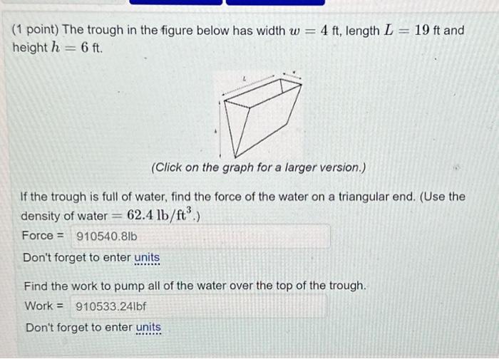 Solved (1 point) The trough in the figure below has width | Chegg.com