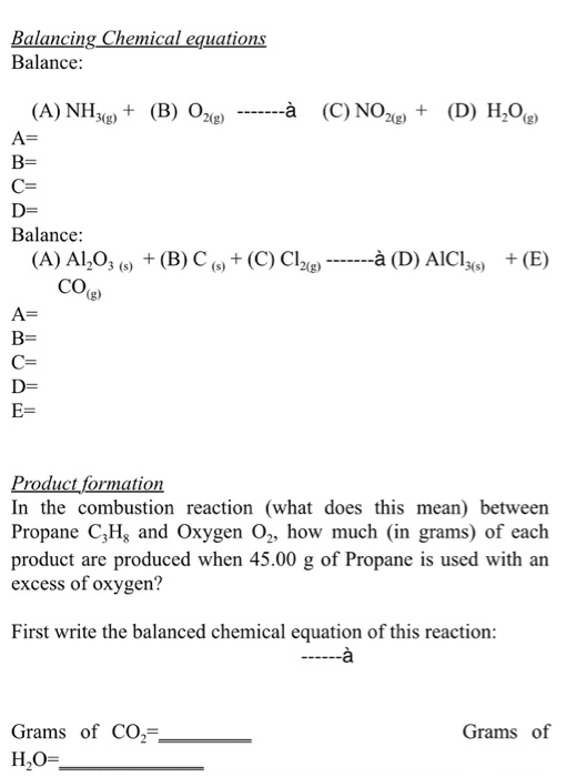 Solved Balancing Chemical Equations Balance A Nh3 G Chegg Com