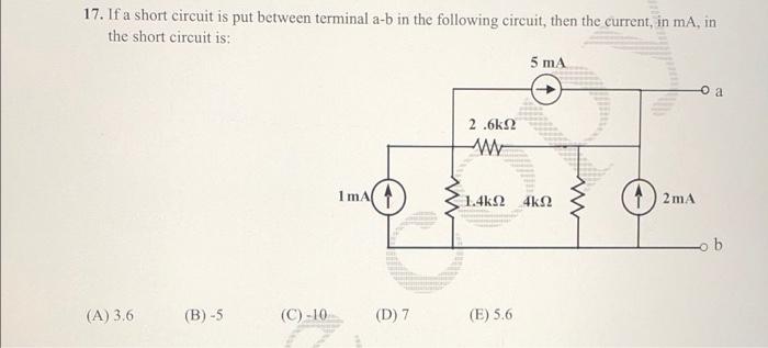 Solved 17. If A Short Circuit Is Put Between Terminal A-b In | Chegg.com