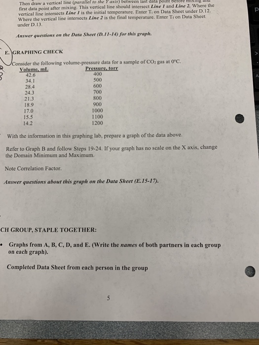 Solved E. Graphing Check 15. Determine the volumes for the | Chegg.com