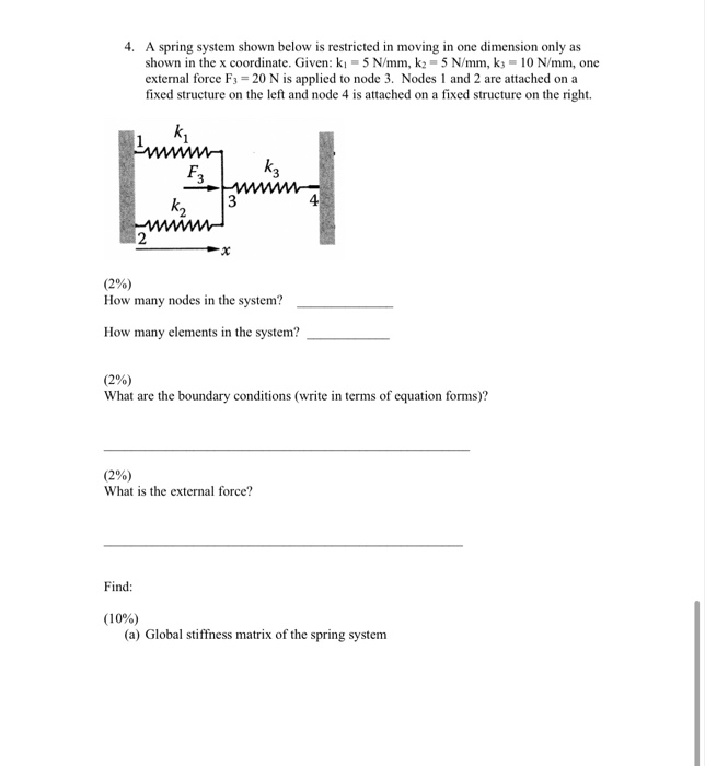 Solved 4. A spring system shown below is restricted in | Chegg.com