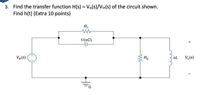 Solved Find the transfer function H(s)=Vo(s)/Vin (s) of the | Chegg.com