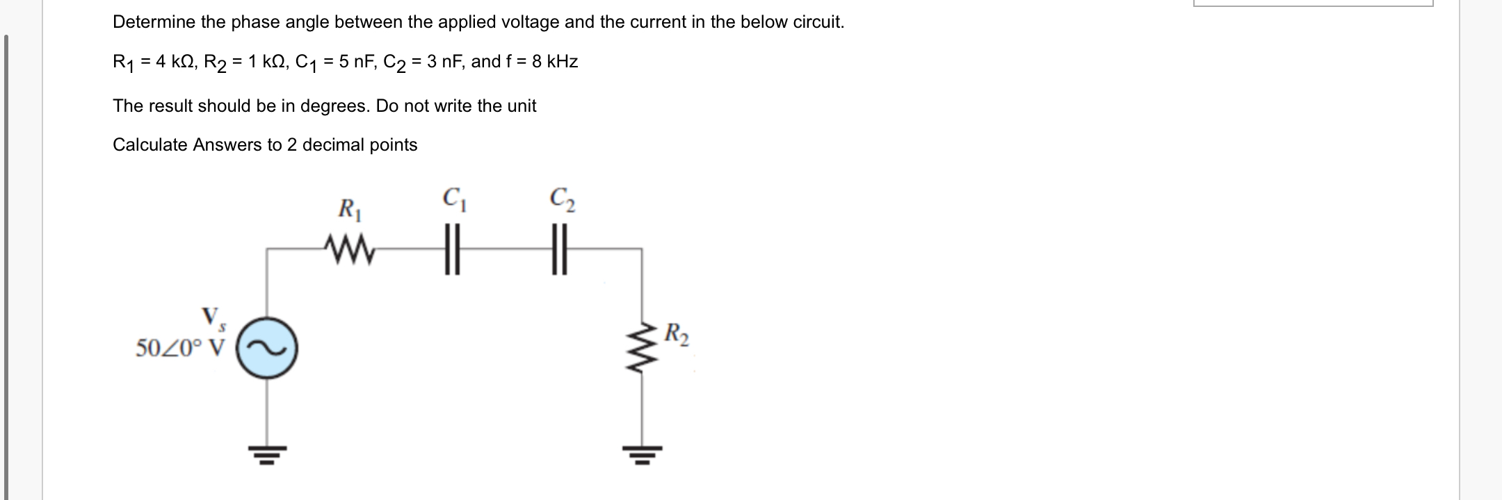 Solved Determine the phase angle between the applied voltage | Chegg.com