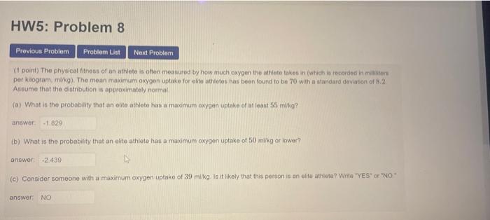 Solved HW5: Problem 8 Previous Problem Problem ist Next | Chegg.com
