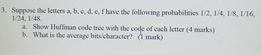 Solved 3. Suppose The Letters A, B, C, D, E, F Have The | Chegg.com