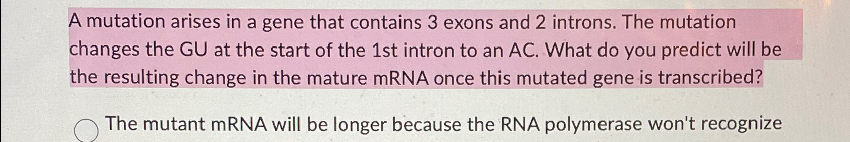 Solved A mutation arises in a gene that contains 3 ﻿exons | Chegg.com