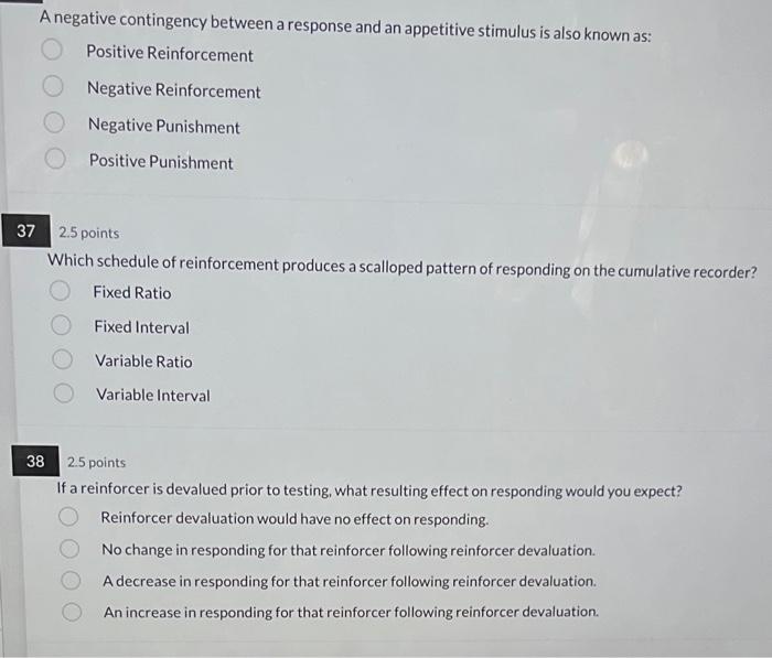 Solved A negative contingency between a response and an | Chegg.com