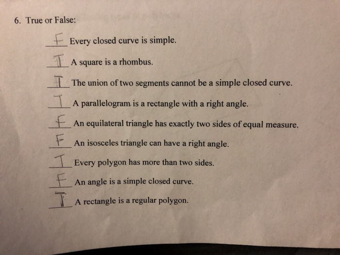 Solved 6. True or False + Every closed curve is simple. A