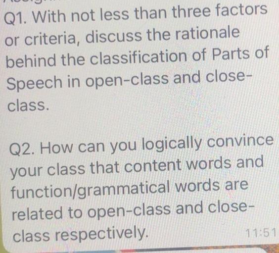 Open-class and Closed-class Words