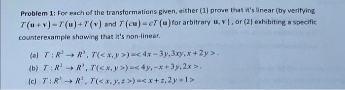 Solved Problem 1: For each of the transformations given, | Chegg.com