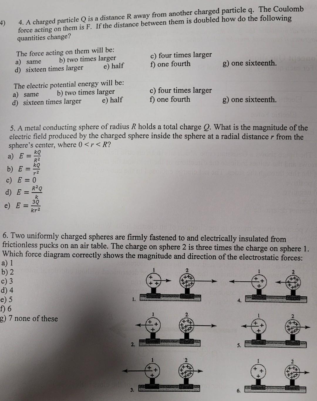 Solved 4) 4. A charged particle Q is a distance R away from | Chegg.com