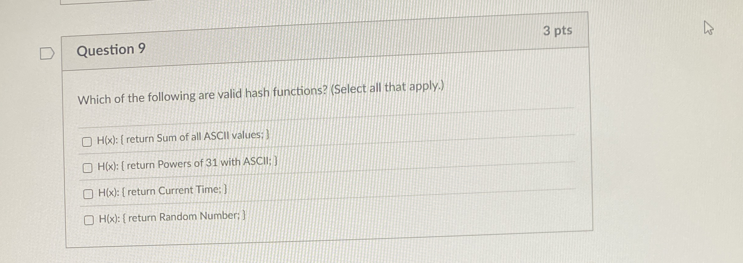 Solved Question Ptswhich Of The Following Are Valid Hash Chegg Com