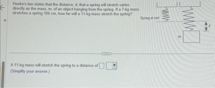 Solved Hooke's law states that the distance, d, that a | Chegg.com
