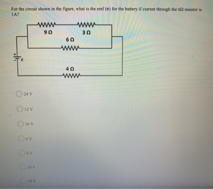 Solved For the circuit shown in the figure, what is the emf | Chegg.com