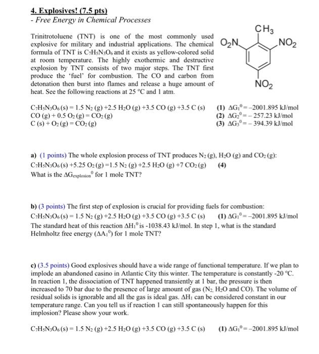 4 Explosives 7 5 Pts Free Energy In Chemical Chegg Com