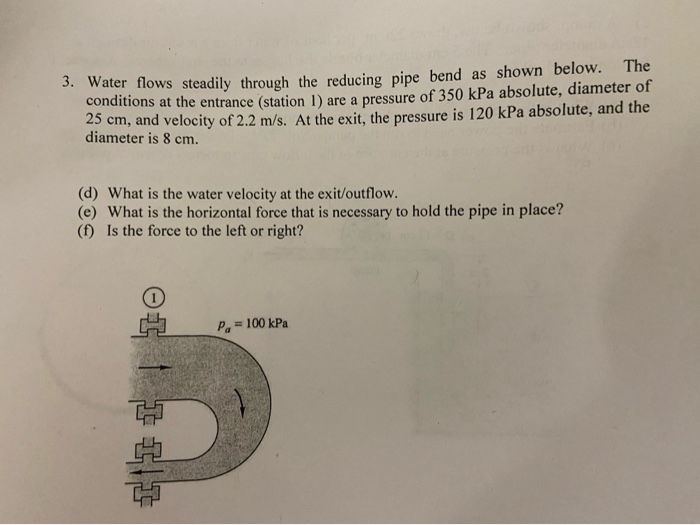 Solved 3. Water flows steadily through the reducing pipe | Chegg.com