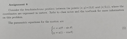 Solved Consider the brachistochrone problem between the | Chegg.com